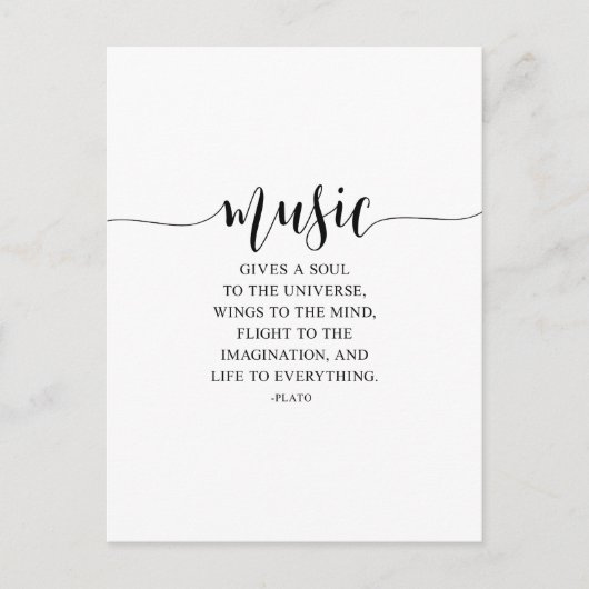 Musik gibt dem Universum eine Seele, Plato Zitat Postkarte (Vorderseite)