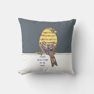 Musik gibt Flügel für mein Soul Musiknote Bird Zit Kissen