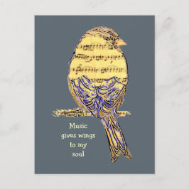 Musik gibt meinem Soul Musiknote Bird Postkarte