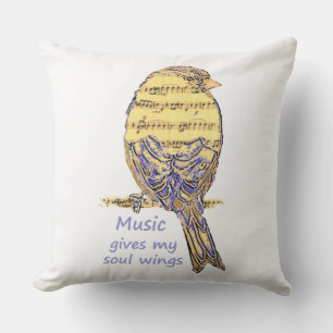 Musik gibt meinem Soul Wings Inspiration Quote Bir Kissen Für Draußen