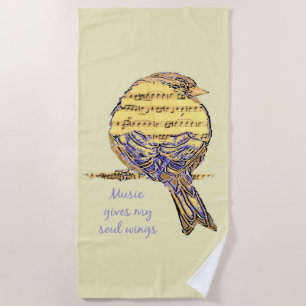 Musik gibt meinem Soul Wings Quote & Bird Art Beac Strandtuch
