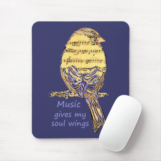 Musik gibt meinem Soul Wings Quote & Bird Art Mousepad (Mit Mouse)