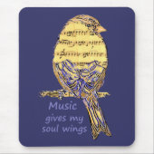 Musik gibt meinem Soul Wings Quote & Bird Art Mousepad (Vorne)