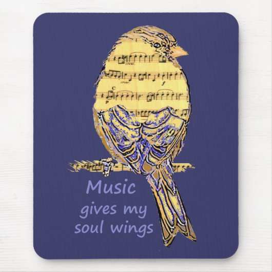 Musik gibt meinem Soul Wings Quote & Bird Art Mousepad (Vorne)