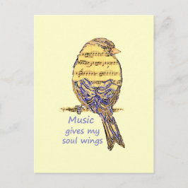 Musik gibt meinem Soul Wings Quote & Bird Art Postkarte