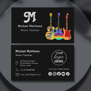 Musik-Gitarre-Lehrer-Logo und Social Media Custom Visitenkarte