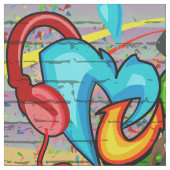 Musik-Graffiti-Wand-Gewebe des Tanzen-Mann-2 Stoff (Nahaufnahme)