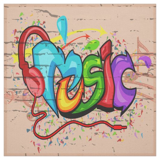 Musik-Graffiti-Wand-Gewebe Stoff (Muster)