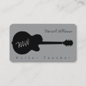Musik Graue Visitenkarte mit schwarzer Gitarre (Vorderseite)