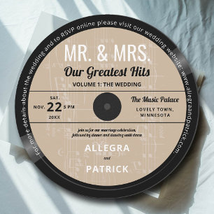 Musik Greatest Hits Retro Vintage Ecru Hochzeit Einladung