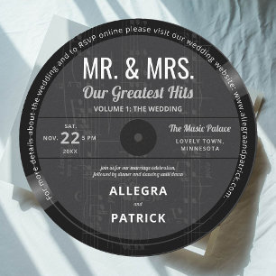 Musik Größte Hits Retro Vintage Schwarze Hochzeit Einladung