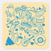 Musik-Hands - ASL-Design Quadratischer Aufkleber (Vorderseite)