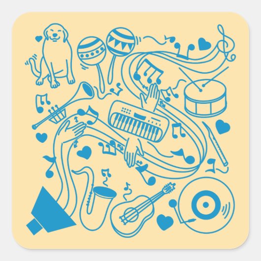 Musik-Hands - ASL-Design Quadratischer Aufkleber (Vorderseite)