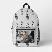 Musik heilt Orange Monarch Butterfly Musiker Bedruckter Rucksack (Vorderseite)