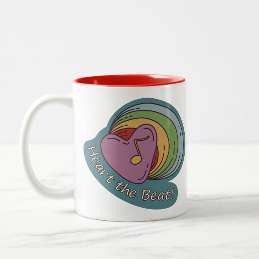 Musik Herz Rainbow Doodle Design für Musikliebhabe Zweifarbige Tasse (Links)