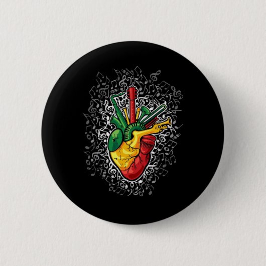Musik Herz Schwarze Geschichte Monat Farben Männer Button (Vorderseite)
