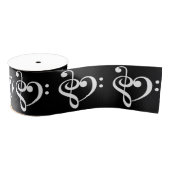 Musik-Herzen weiß auf Schwarzem Ripsband (Spule)