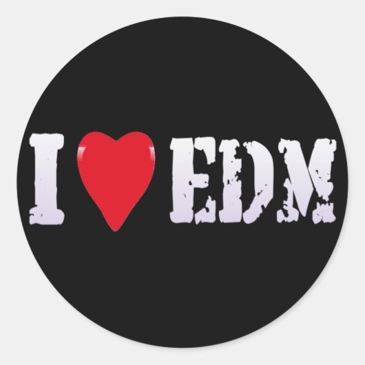 MUSIK - ICH HERZEN EDM RUNDER AUFKLEBER (Vorderseite)