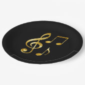 Musik-Icons, Gold auf schwarz, Pappteller (Schrägansicht)