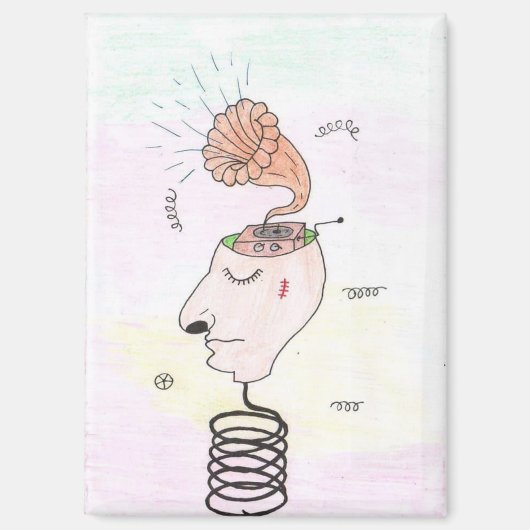 "Musik im Kopf" Postkarte Magnet (Vorderseite)