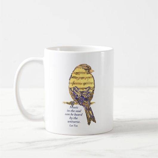 Musik im Soul Quote & Musiknote Bird Kaffeetasse (Links)