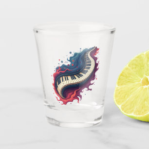 Musik in Bewegung, das gebogene Klavier. Schnapsglas