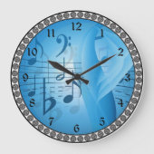 Musik in Blue Große Wanduhr (Vorderseite)