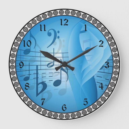 Musik in Blue Große Wanduhr (Vorderseite)