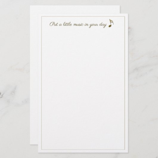 Musik in der Gold-Musiknote Briefpapier (Vorne/Hinten)