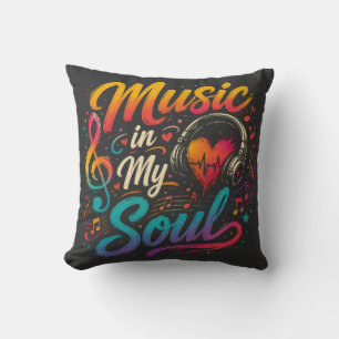 Musik in meiner Seele Bunte Kopfhörer Herz Musik Kissen