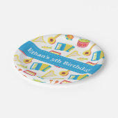 Musik-Instrument-Kindergeburtstag-Party-Blau-Fahne Pappteller (Schrägansicht)