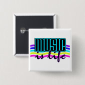 Musik ist der Knopf Leben Button (Vorne & Hinten)
