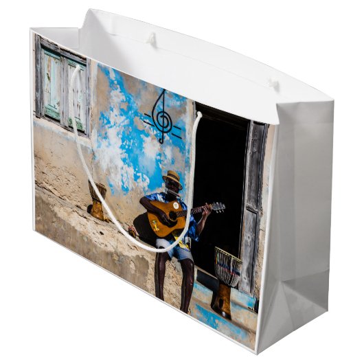 Musik ist die Medizin des Geistes Große Geschenktüte (Rückseite Schrägansicht)