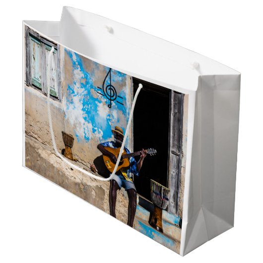 Musik ist die Medizin des Geistes Große Geschenktüte (Vorderseite Schrägansicht)
