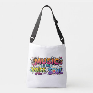 Musik ist die Stimme der Seele Retro Pop Art Tragetaschen Mit Langen Trägern