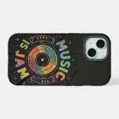 Musik ist eine Telefonzelle iPhone 15 Hülle (Rückseite (Horizontal))