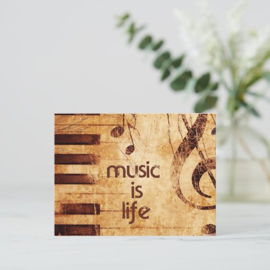 Musik ist Leben Postkarte (Stehend Vorderseite)