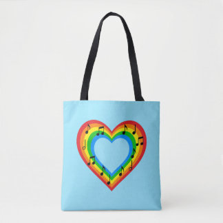 Musik ist Liebe Regenbogen Herz Tasche