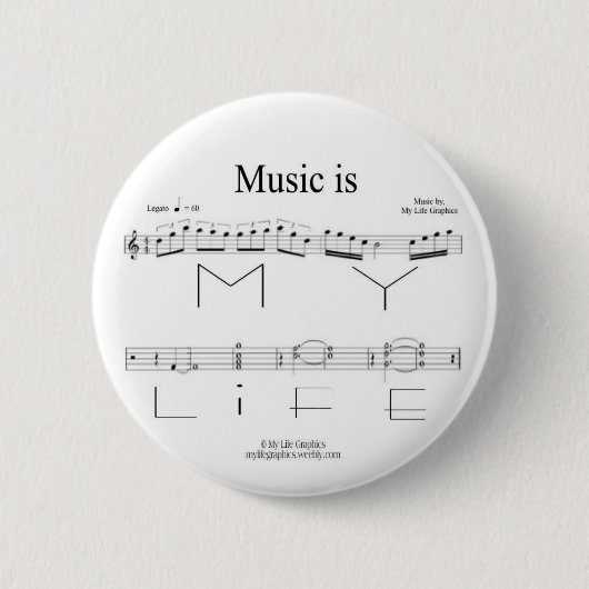 Musik ist mein Leben-Knopf Button (Vorderseite)