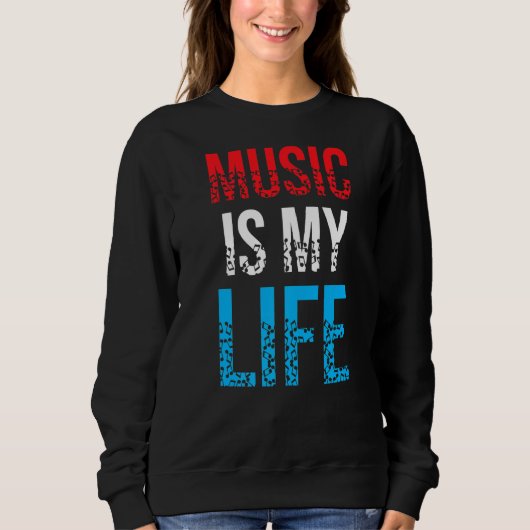 Musik ist mein Leben lang Live Rock and Roll Sweatshirt (Vorderseite)