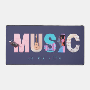 Musik ist mein Leben Retro Y2K Tech Gamer Lila Schreibtischunterlage