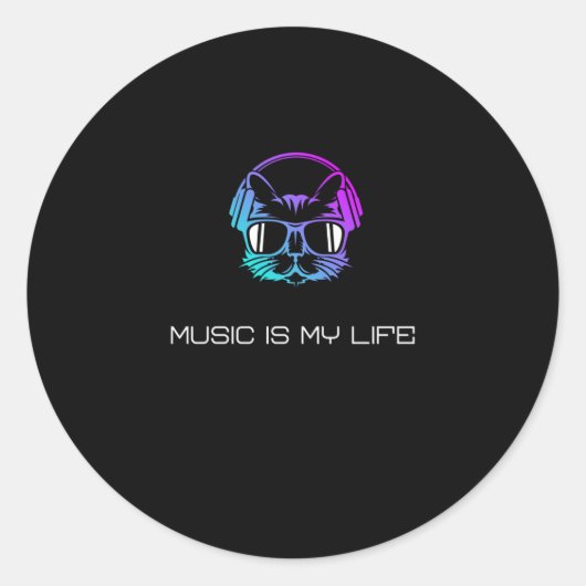 Musik ist mein Leben Runder Aufkleber (Vorderseite)