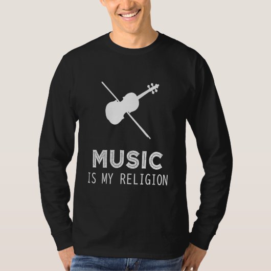 Musik ist mein religiöses Violin Hoodie Langschläf T-Shirt (Vorderseite)