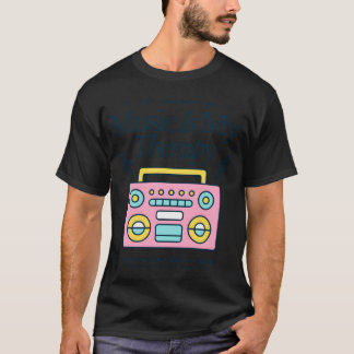 Musik ist meine Therapie Retro Boombo Design Mädch T-Shirt