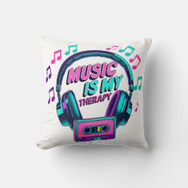 Musik ist meine Therapie - Retro-Kopfhörer Kissen