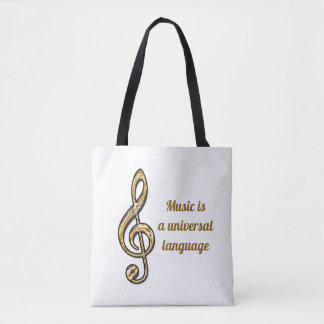 Musik ist Universell Gold Silver Clef Symbol Music Tasche