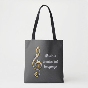 Musik ist Universell Gold Silver Clef Symbol Music Tasche