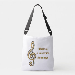 Musik ist Universell Gold Silver Clef Symbol Music Tragetaschen Mit Langen Trägern