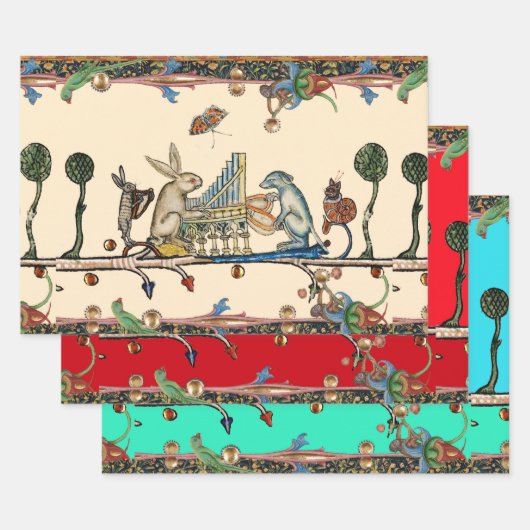 MUSIK, Kaninchen, Hund - MUSIK, MITTELALTERLICHE B Geschenkpapier Set (Set)
