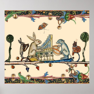 MUSIK, Kaninchen, Hund - MUSIK, MITTELALTERLICHE B Poster